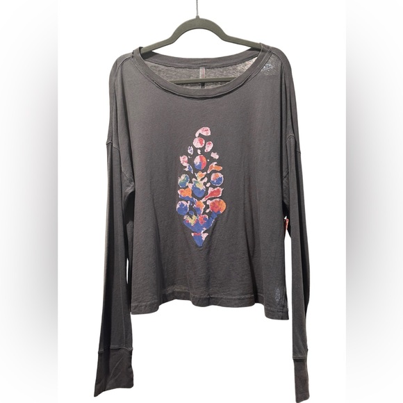 Free People Movement Victory Lap Graphic Long Sleeve T-shirt, Grey, Size XL - Picture 3 of 3